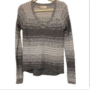 Hollister Gray Metallic Stripe V Neck Sweater lightweight open knit Y2K S